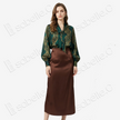 Genuine Leather Gambiered Canton Silk Skirt