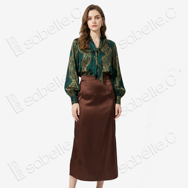 Silk Satin High-Waist Skirt (Elastic Waist)