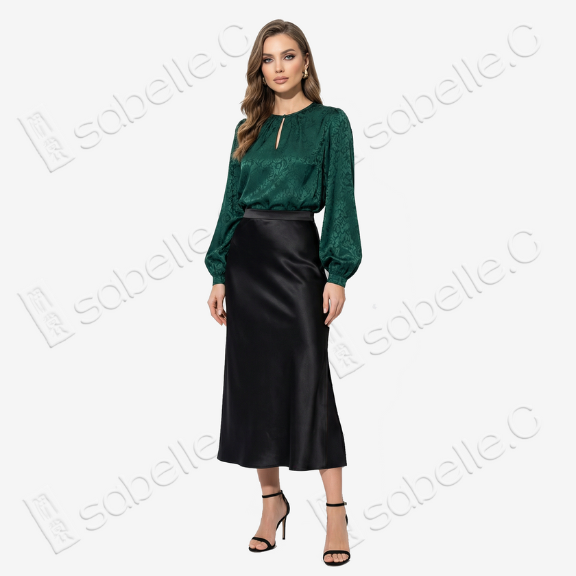 Genuine Leather Gambiered Canton Silk Skirt