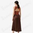 Genuine Leather Gambiered Canton Silk Skirt