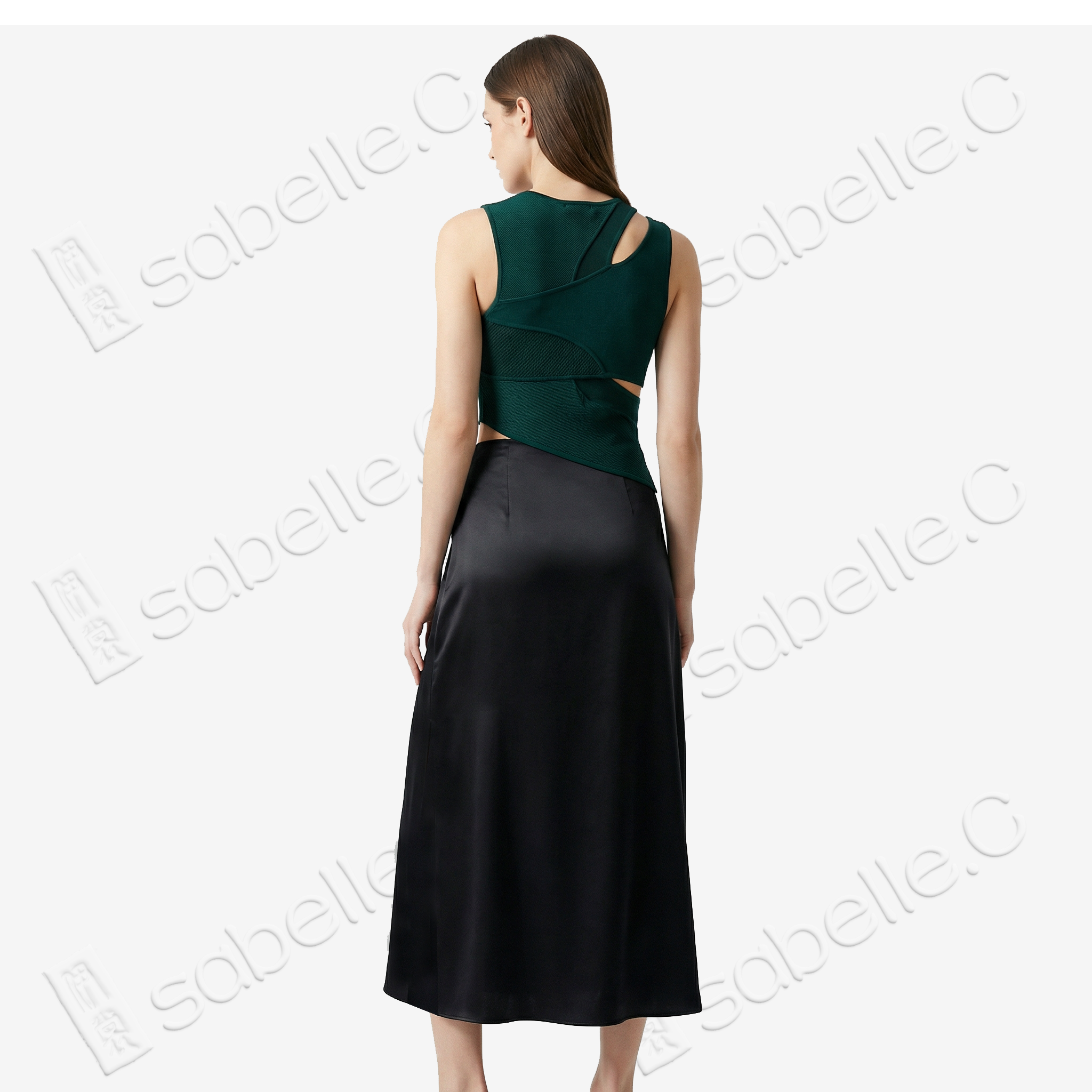 Genuine Leather Gambiered Canton Silk Skirt