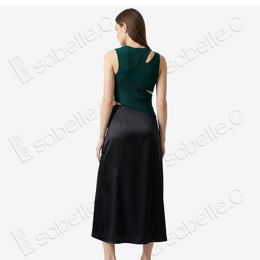 Genuine Leather Gambiered Canton Silk Skirt