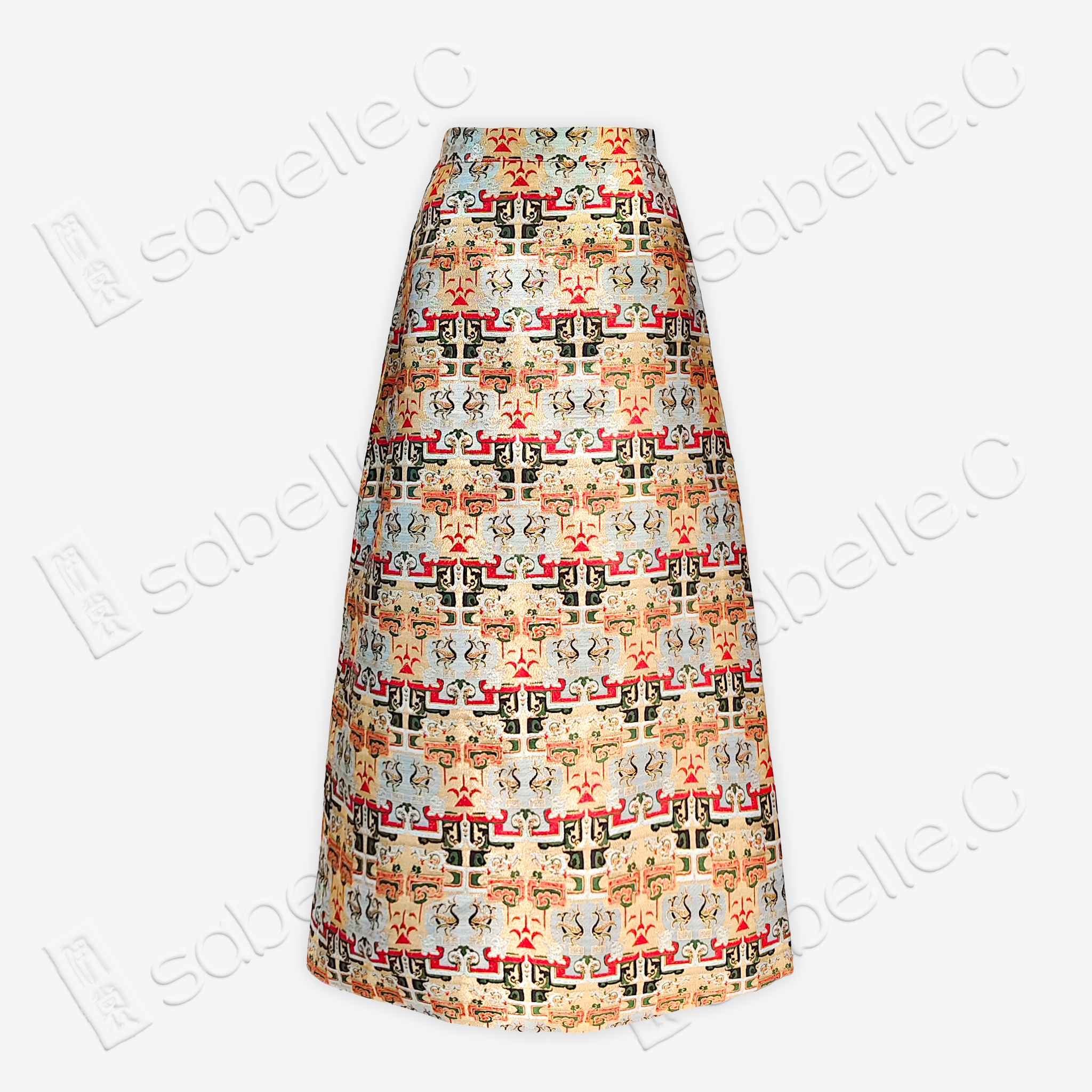 Song Brocade High-Waist Skirt (Elastic Waist)