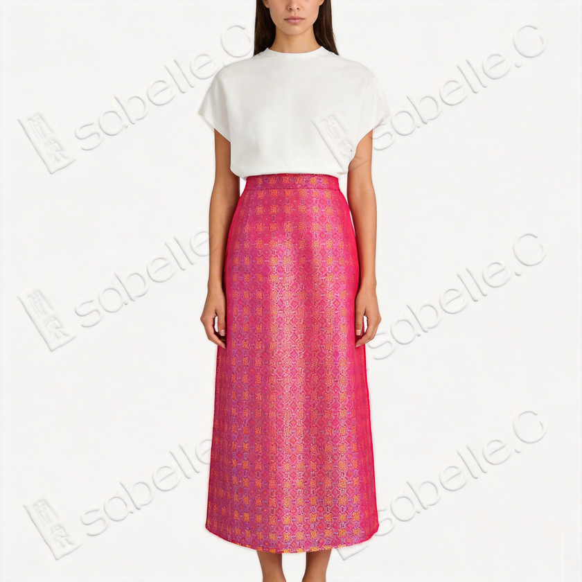 Song Brocade High-Waist Skirt (Elastic Waist)