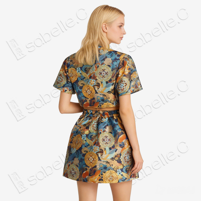 Song Brocade High-Waist Mini Skirt