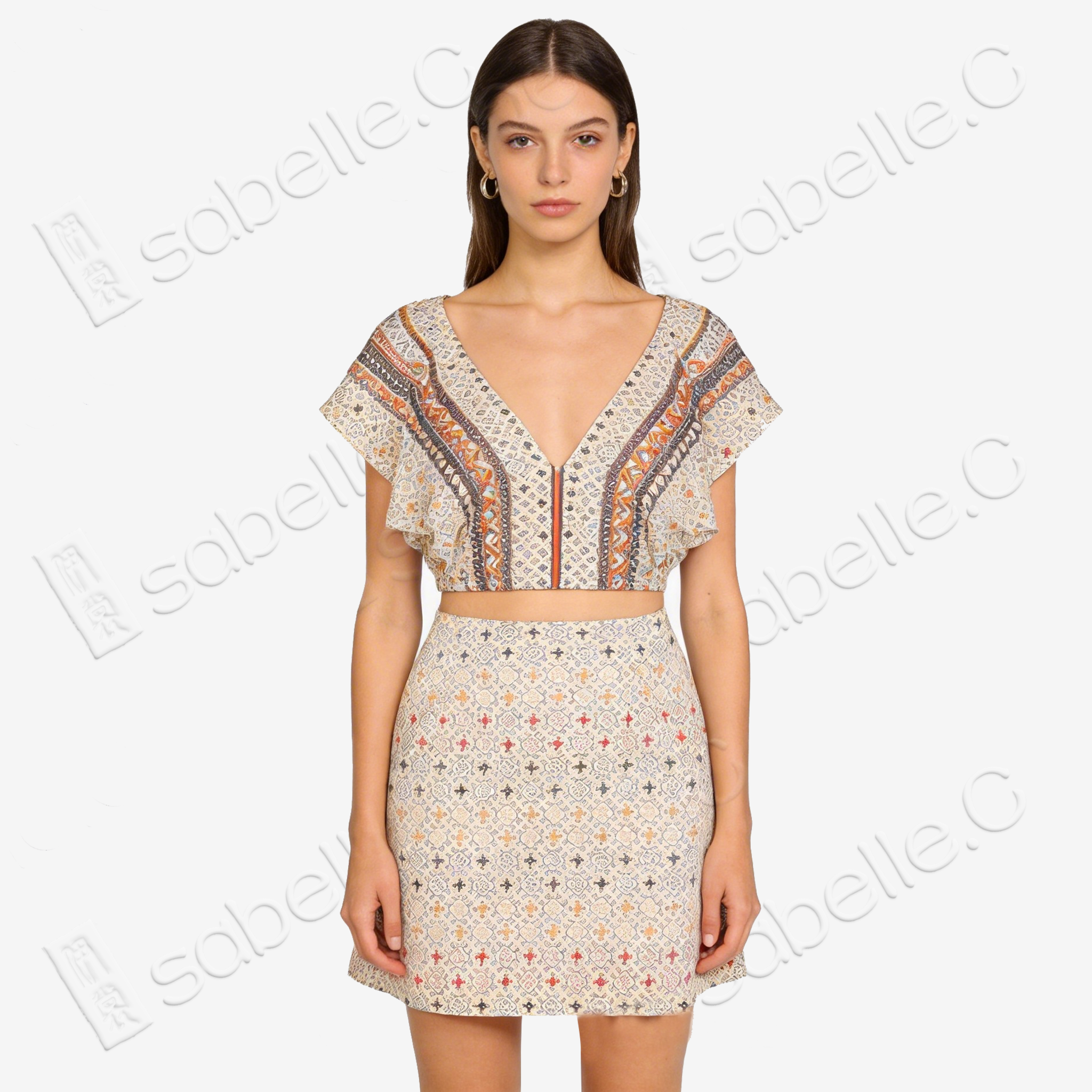 Song Brocade High-Waist Mini Skirt (Elastic Waist)