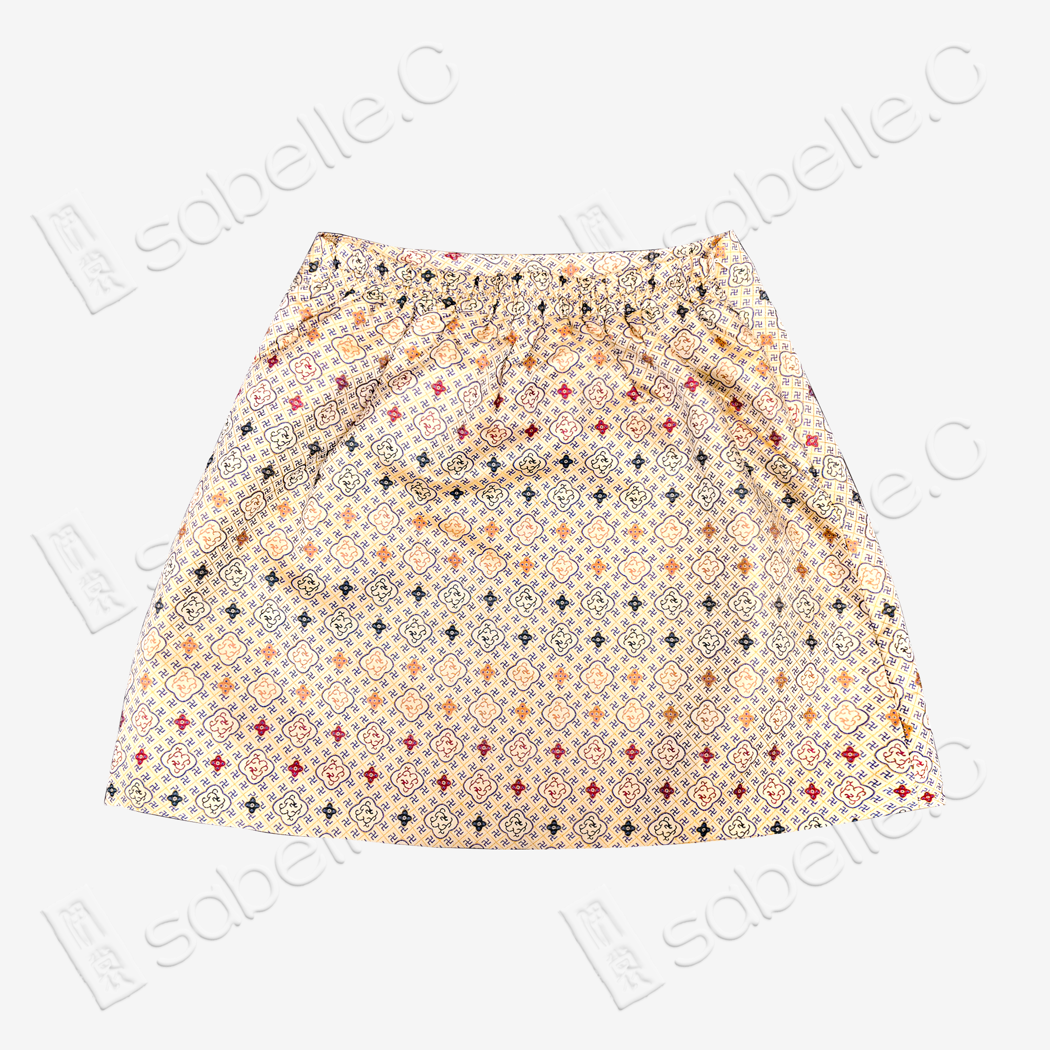 Song Brocade High-Waist Mini Skirt (Elastic Waist)