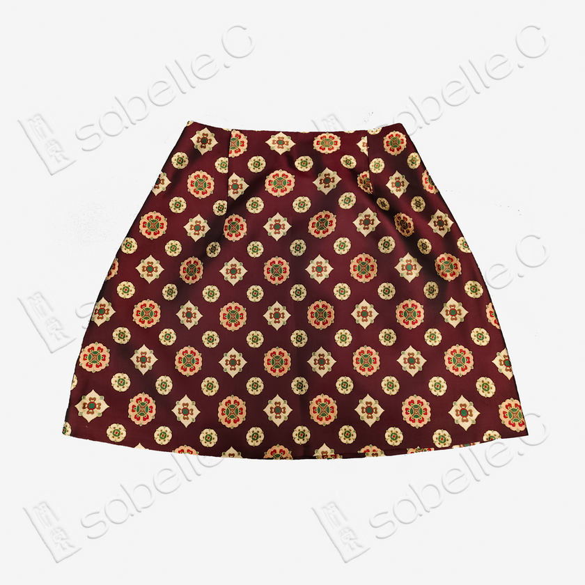 Song Brocade High-Waist Mini Skirt (Elastic Waist)