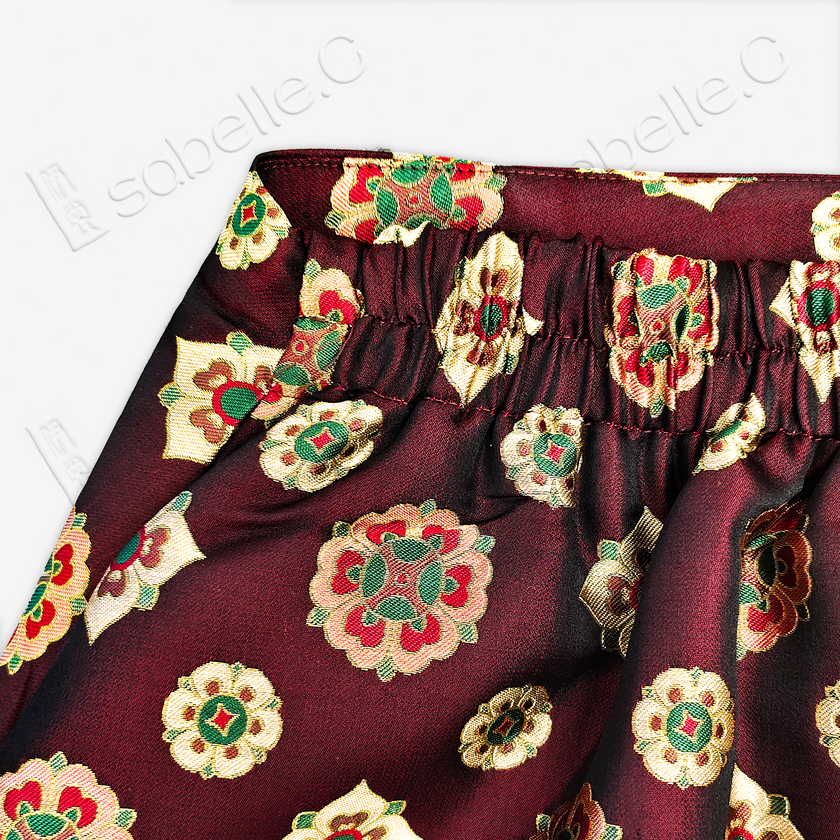 Song Brocade High-Waist Mini Skirt (Elastic Waist)