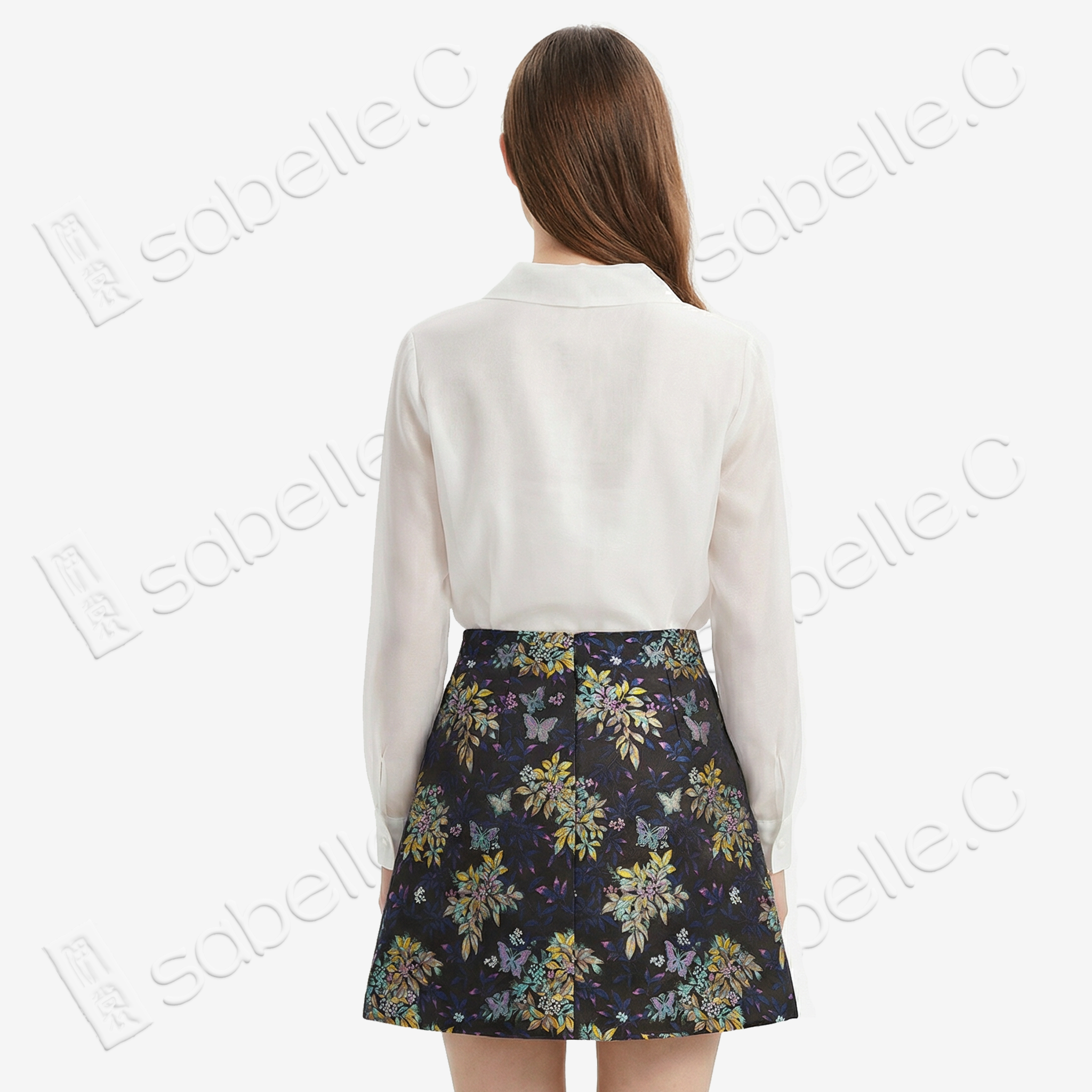 Song Brocade High-Waist Mini Skirt (Elastic Waist)