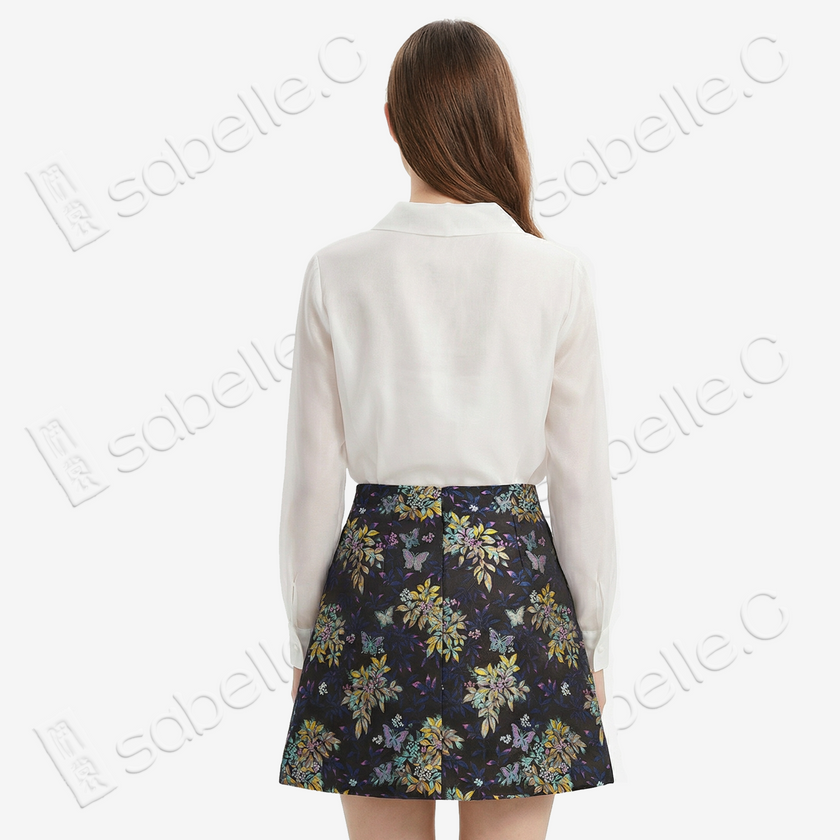 Song Brocade High-Waist Mini Skirt (Elastic Waist)