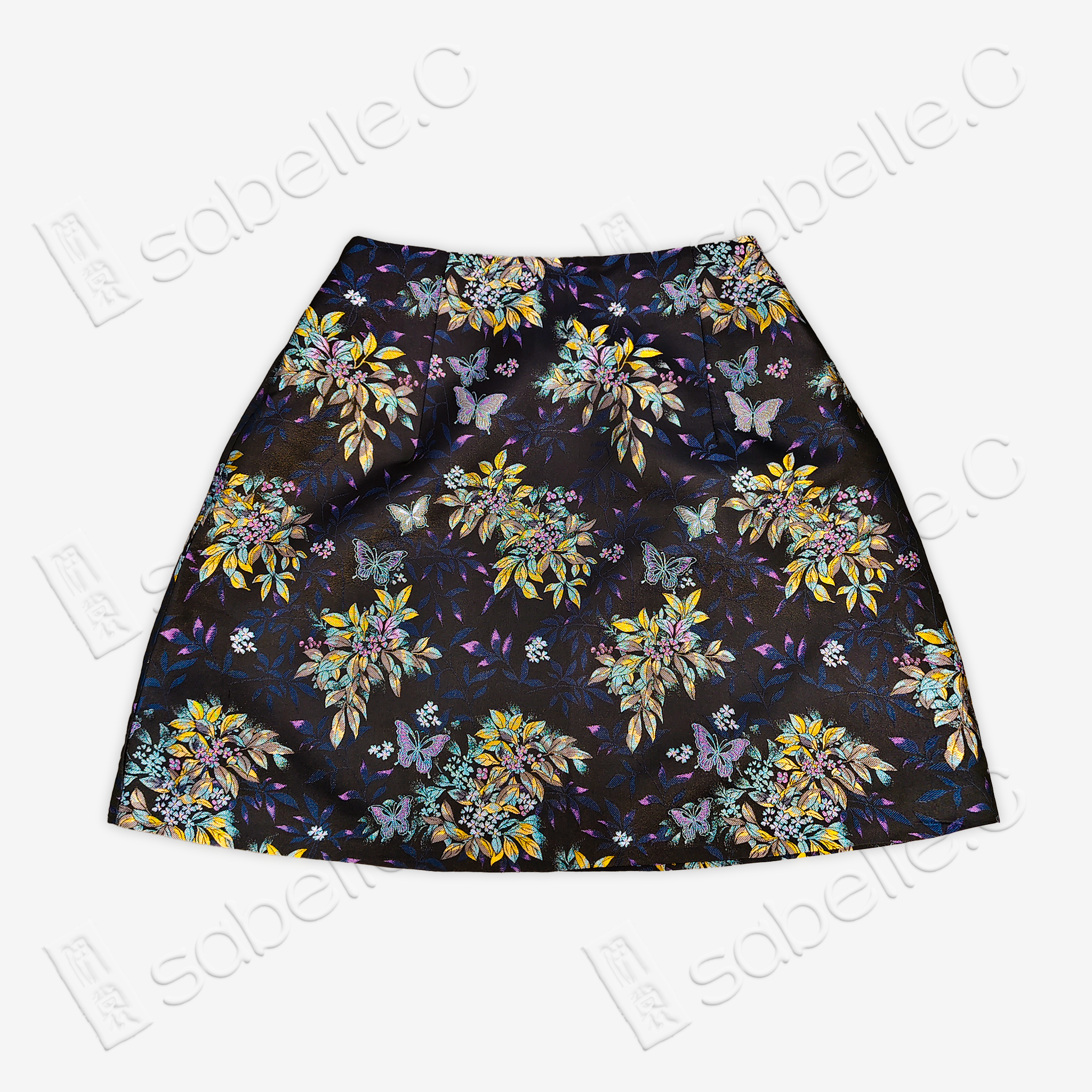 Song Brocade High-Waist Mini Skirt (Elastic Waist)