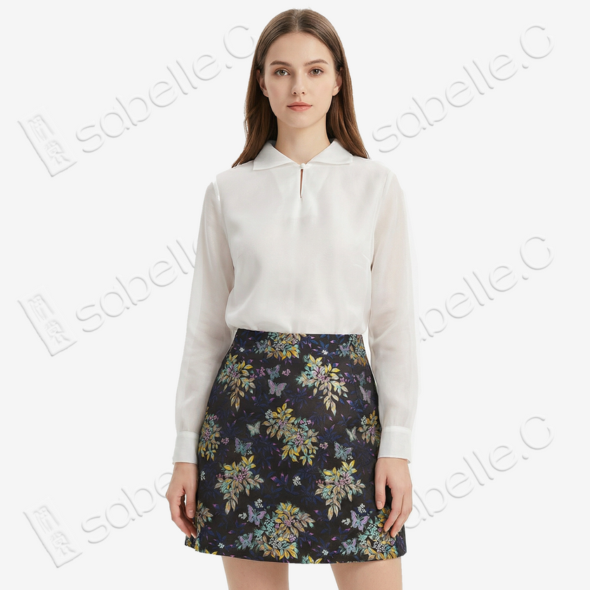 Song Brocade High-Waist Mini Skirt (Elastic Waist)