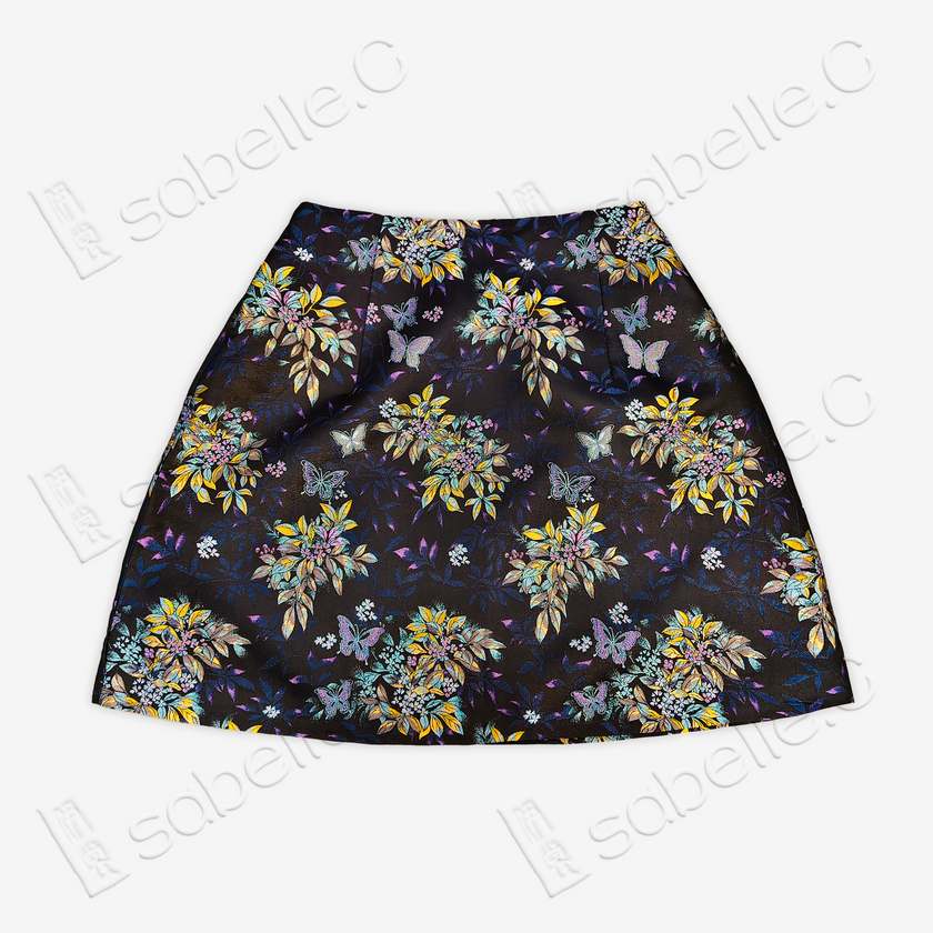 Song Brocade High-Waist Mini Skirt (Elastic Waist)