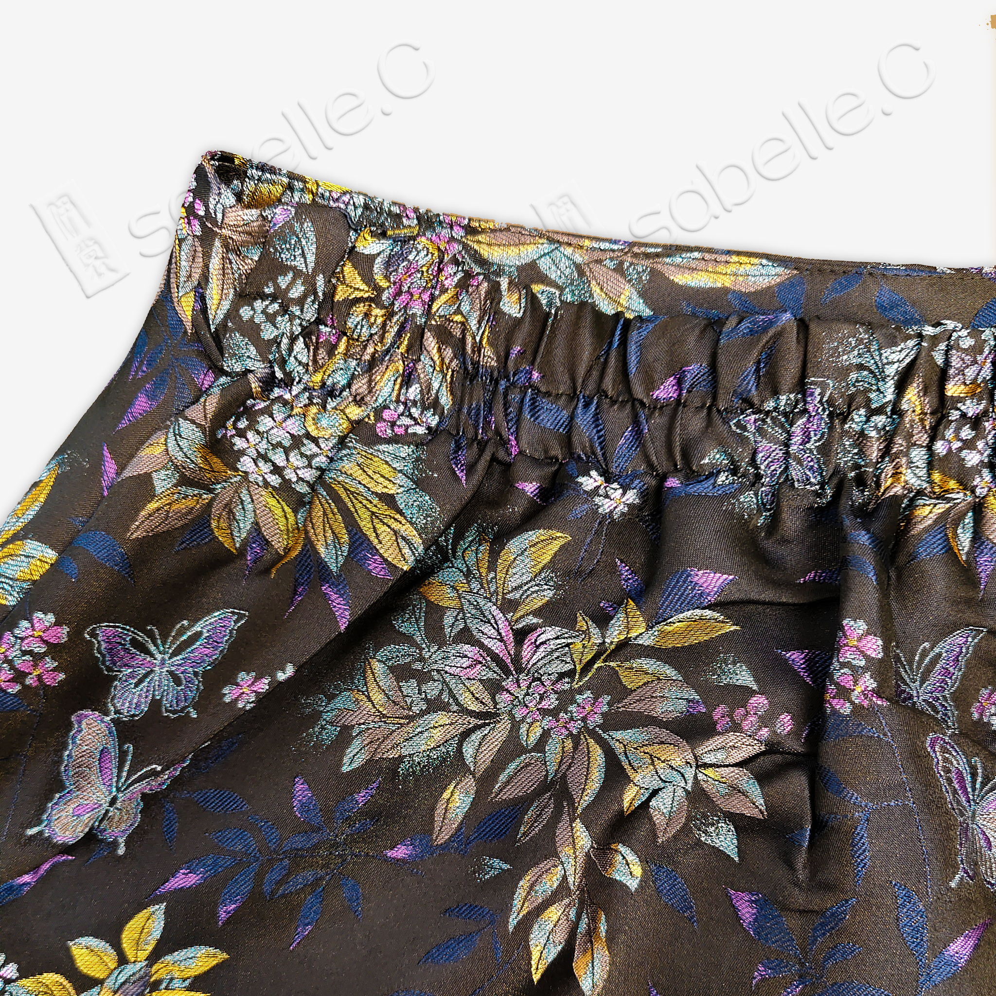 Song Brocade High-Waist Mini Skirt (Elastic Waist)