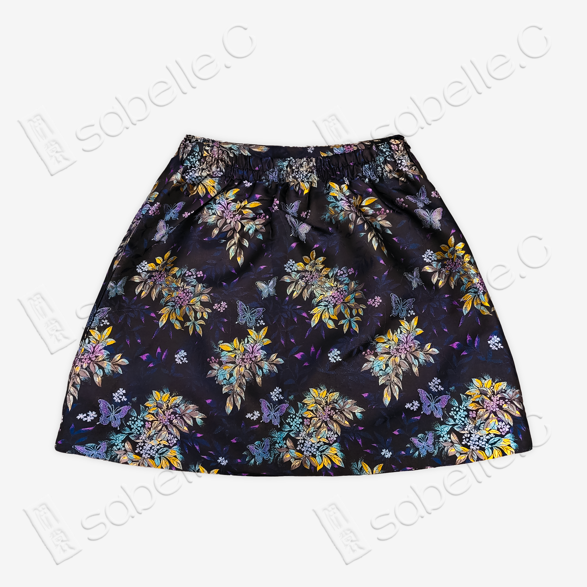 Song Brocade High-Waist Mini Skirt (Elastic Waist)