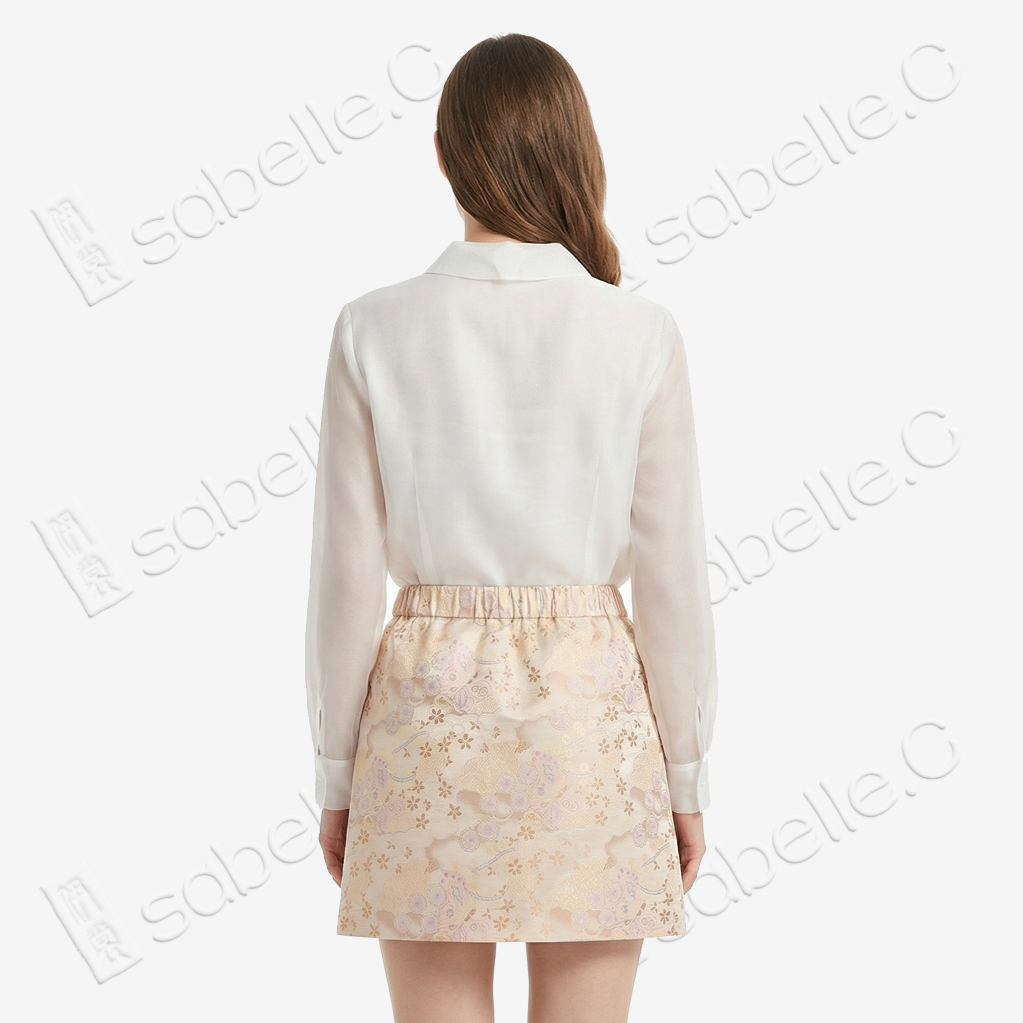 Song Brocade High-Waist Mini Skirt (Elastic Waist)