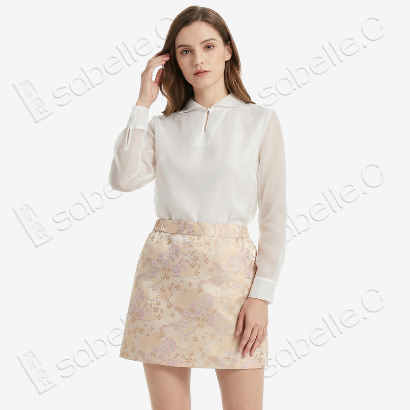 Song Brocade High-Waist Mini Skirt (Elastic Waist)