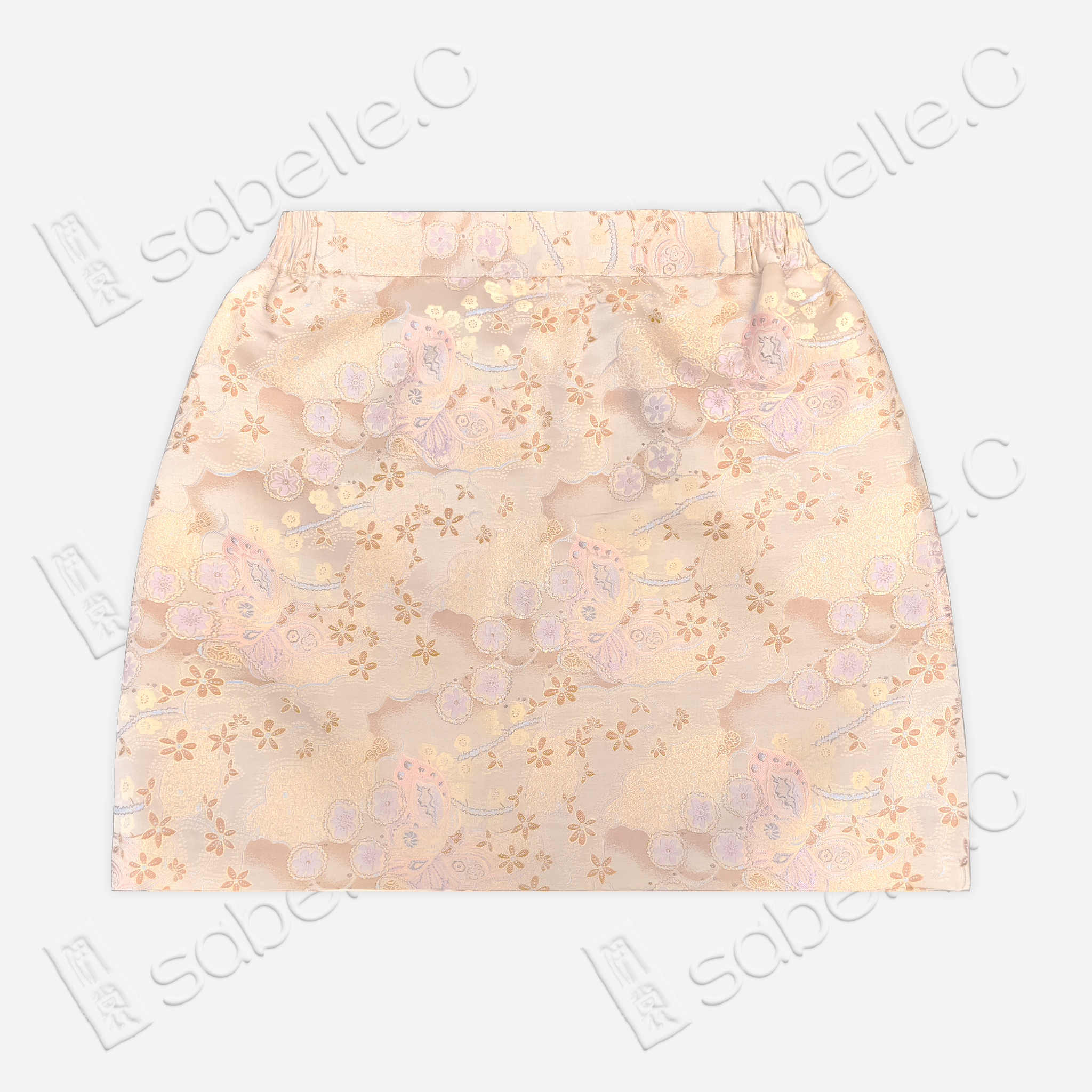 Song Brocade High-Waist Mini Skirt (Elastic Waist)