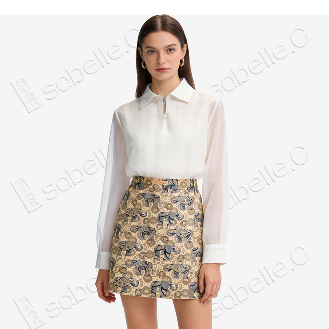 Song Brocade High-Waist Mini Skirt (Elastic Waist)