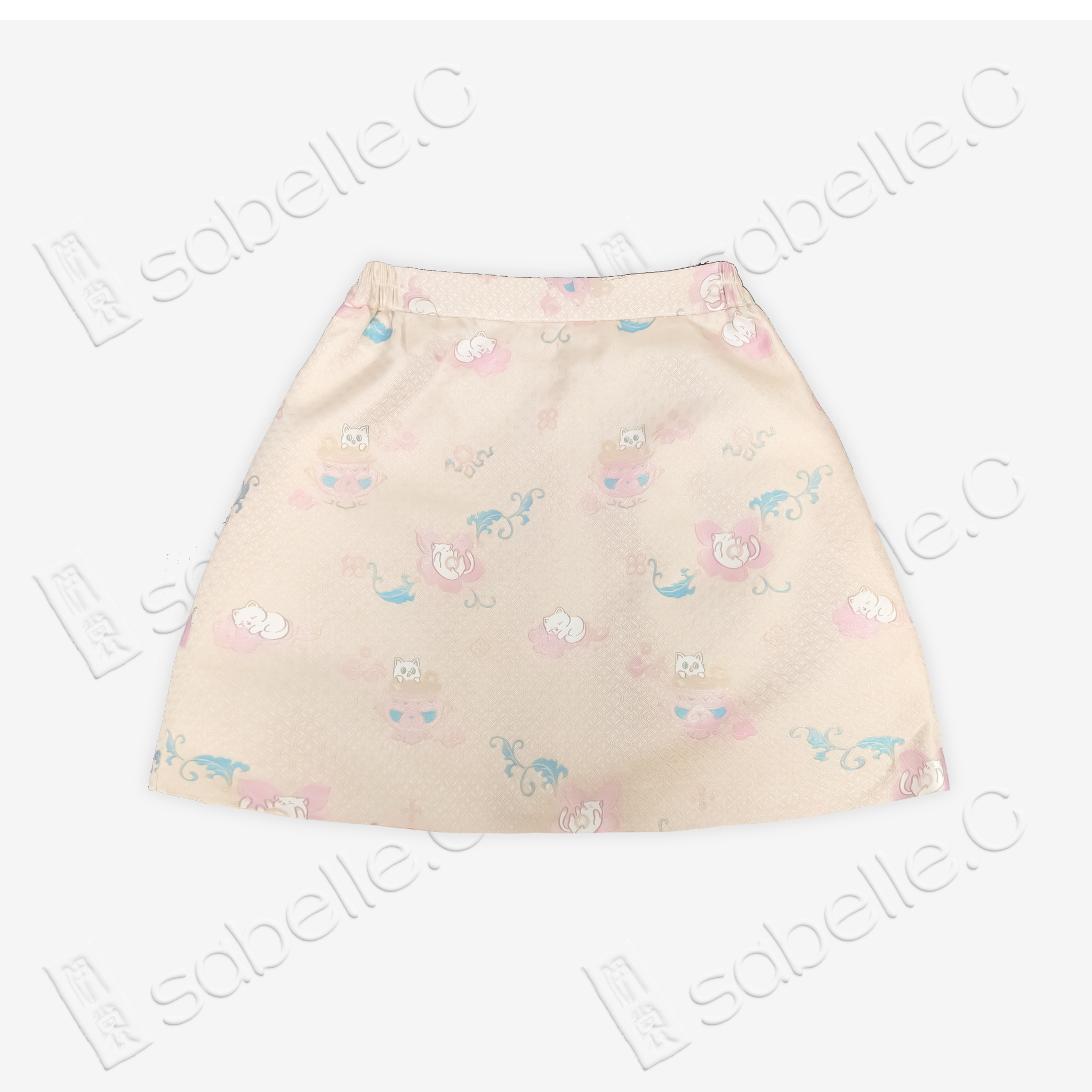 Song Brocade High-Waist Mini Skirt (Elastic Waist)