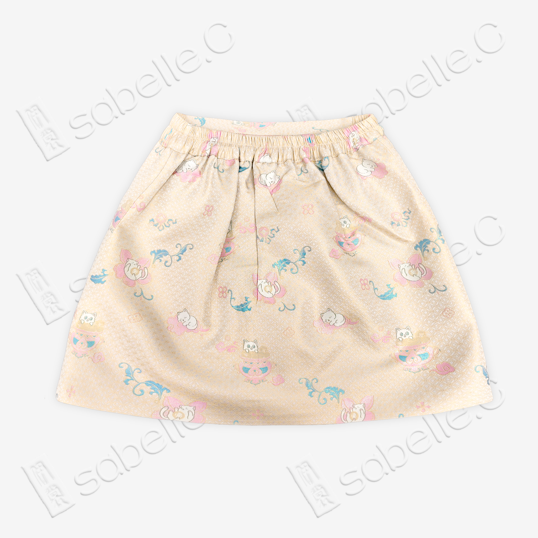 Song Brocade High-Waist Mini Skirt (Elastic Waist)