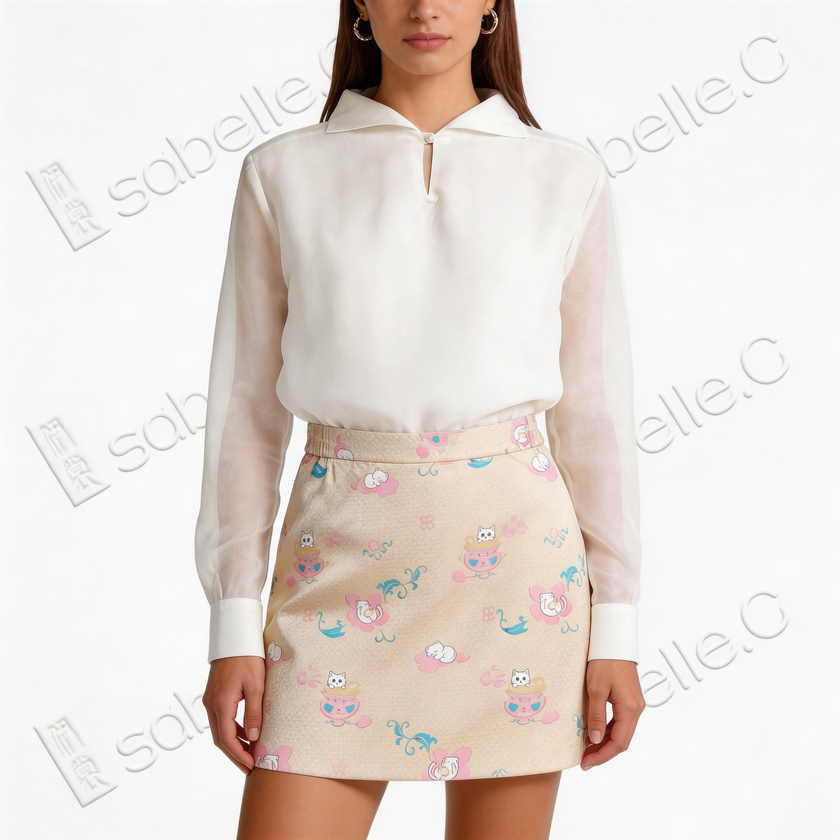 Song Brocade High-Waist Mini Skirt (Elastic Waist)