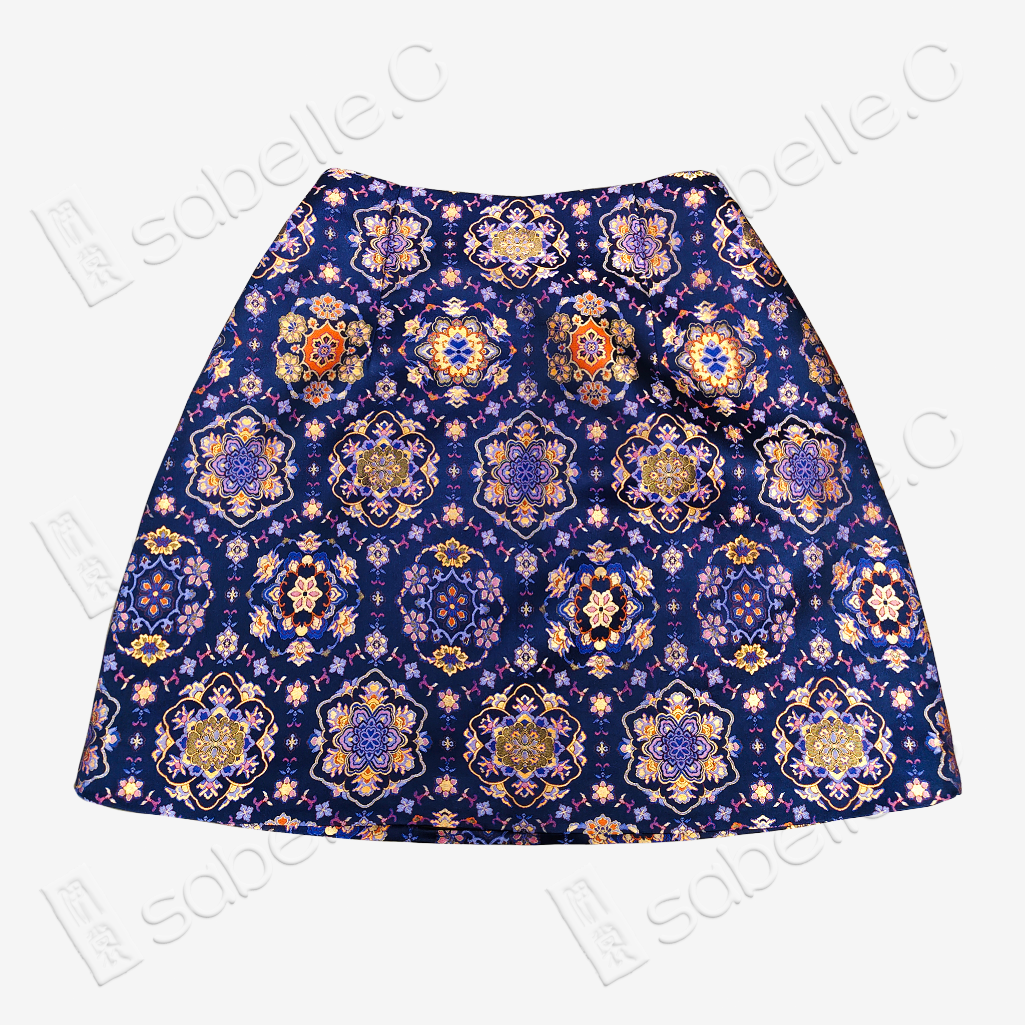 Song Brocade High-Waist Mini Skirt (Elastic Waist)