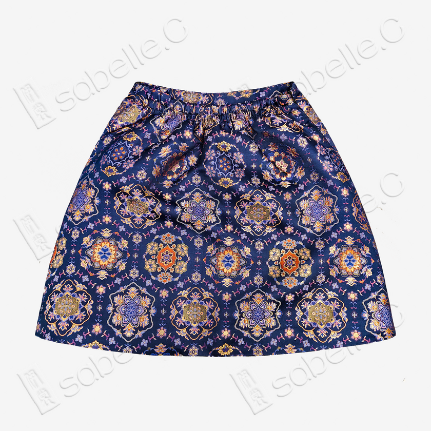 Song Brocade High-Waist Mini Skirt (Elastic Waist)