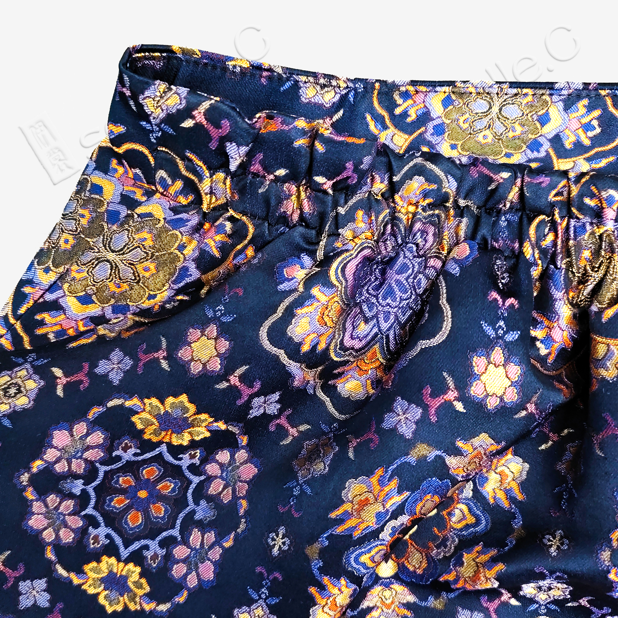 Song Brocade High-Waist Mini Skirt (Elastic Waist)