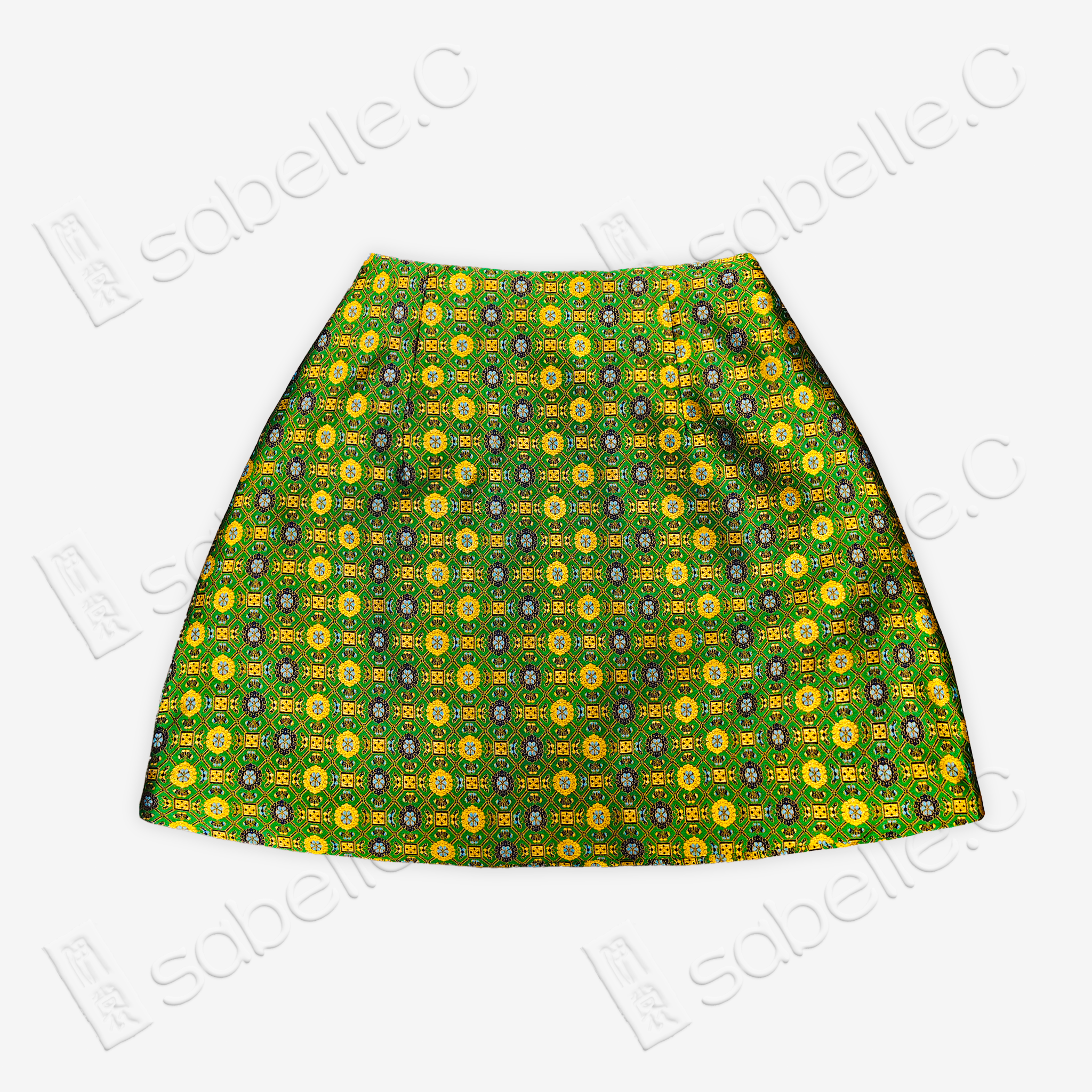Song Brocade High-Waist Mini Skirt (Elastic Waist)
