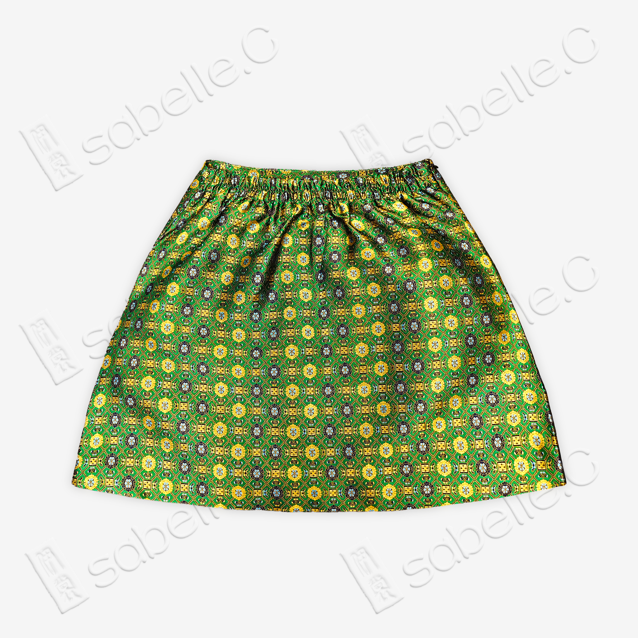 Song Brocade High-Waist Mini Skirt (Elastic Waist)