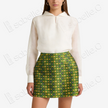 Song Brocade High-Waist Mini Skirt (Elastic Waist)