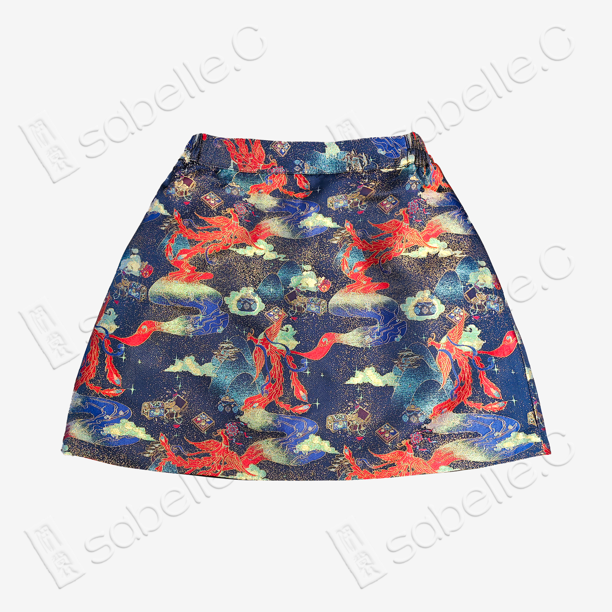 Song Brocade High-Waist Mini Skirt (Elastic Waist)
