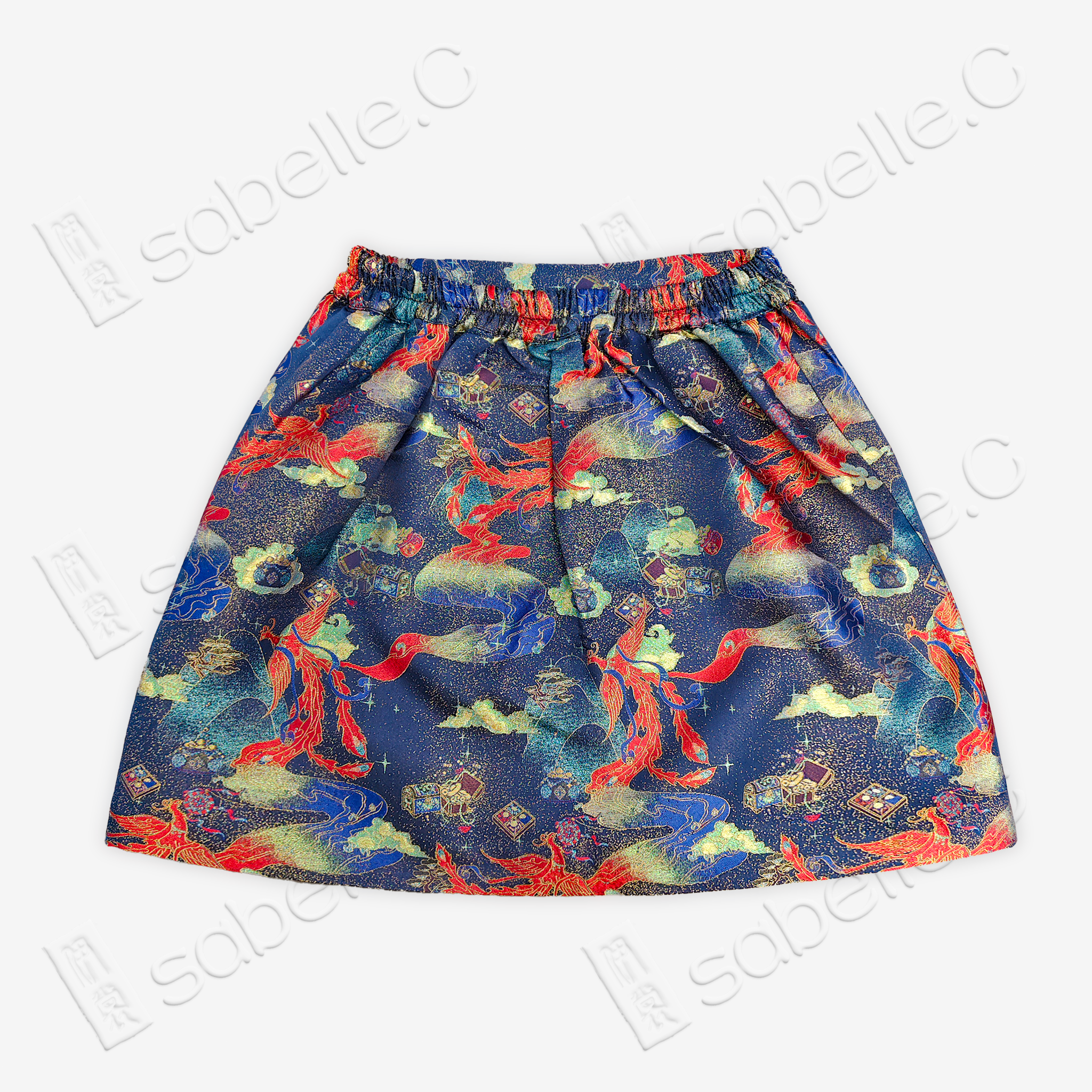 Song Brocade High-Waist Mini Skirt (Elastic Waist)