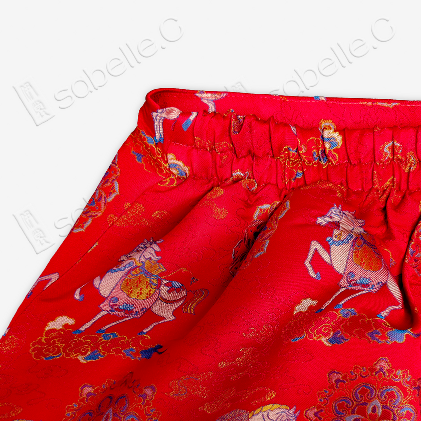 Song Brocade High-Waist Mini Skirt (Elastic Waist)