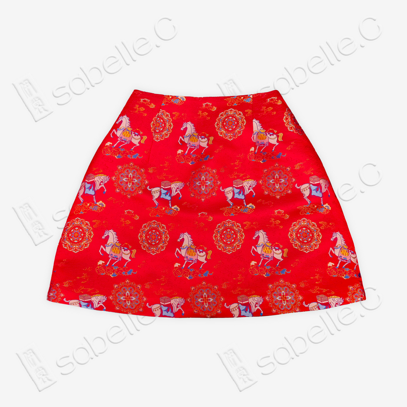 Song Brocade High-Waist Mini Skirt (Elastic Waist)