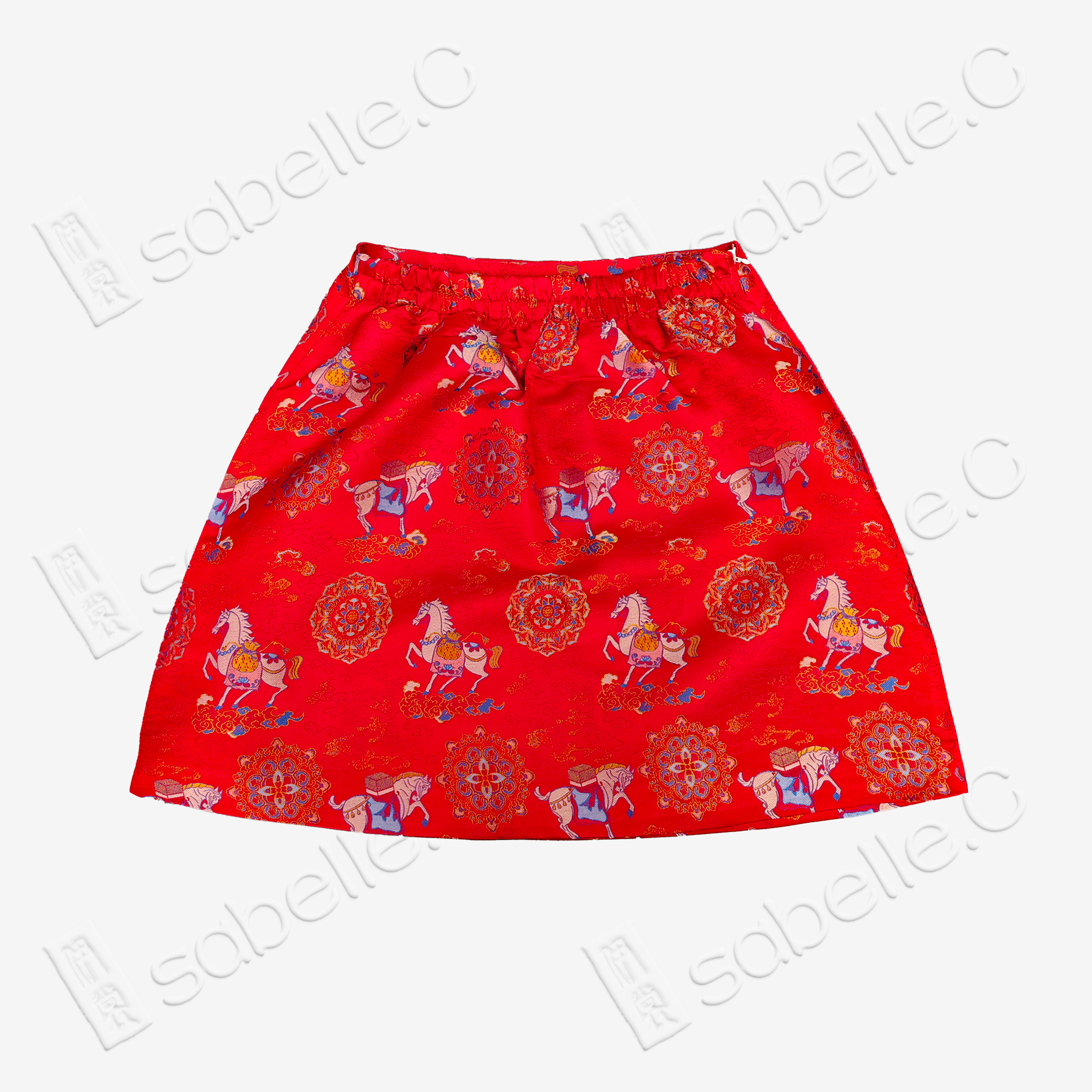 Song Brocade High-Waist Mini Skirt (Elastic Waist)