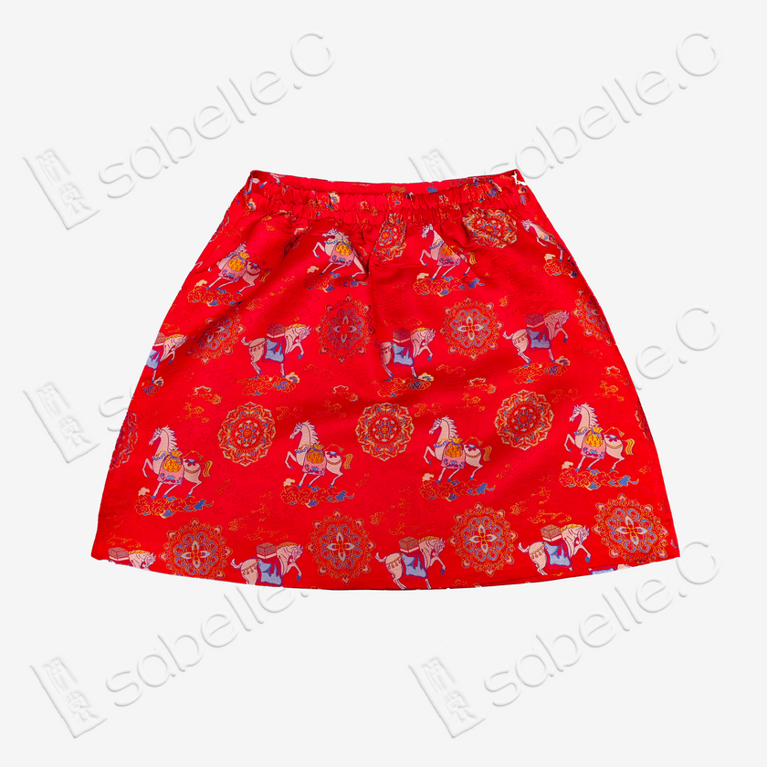 Song Brocade High-Waist Mini Skirt (Elastic Waist)