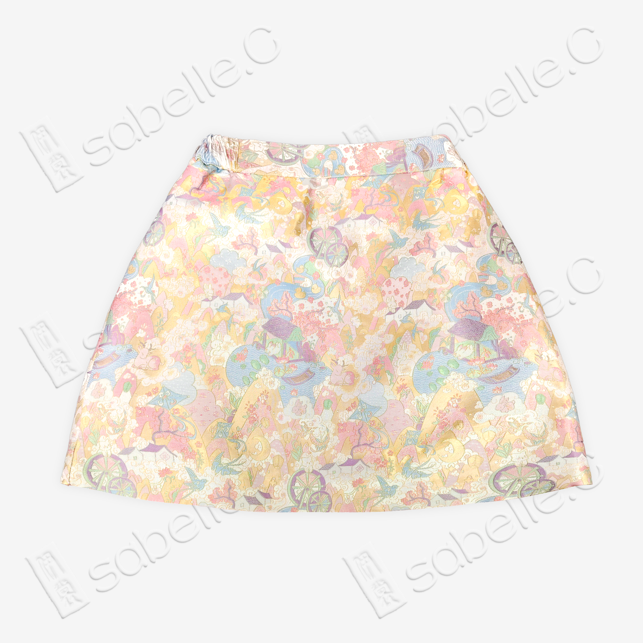 Song Brocade High-Waist Mini Skirt (Elastic Waist)