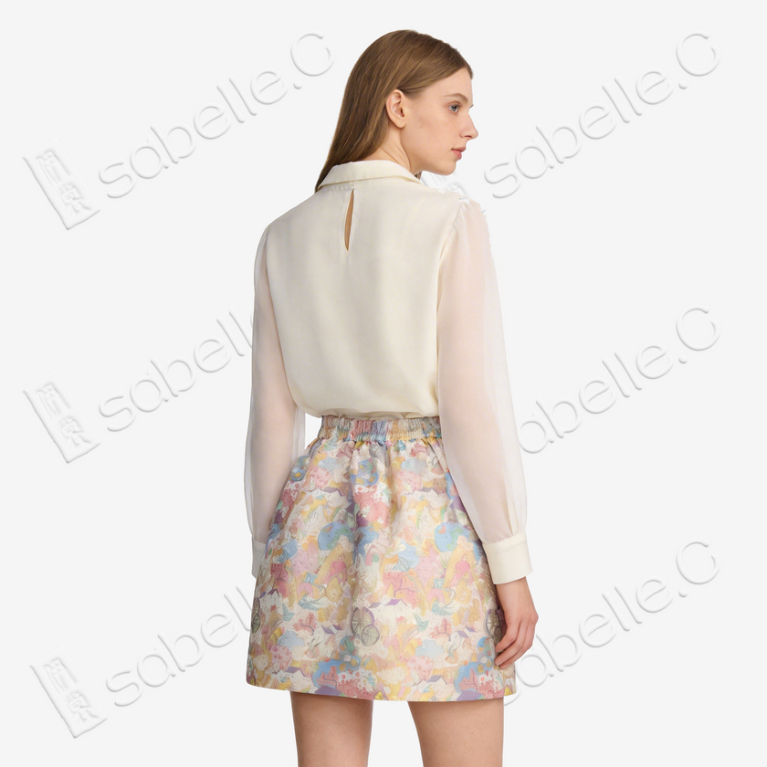 Song Brocade High-Waist Mini Skirt (Elastic Waist)