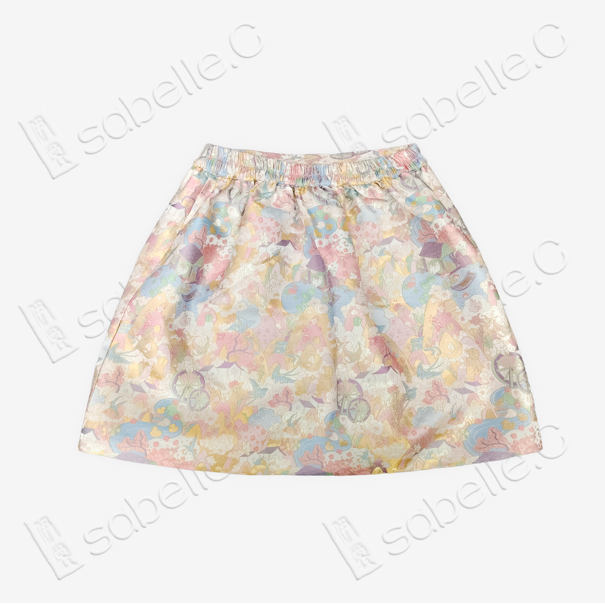 Song Brocade High-Waist Mini Skirt (Elastic Waist)
