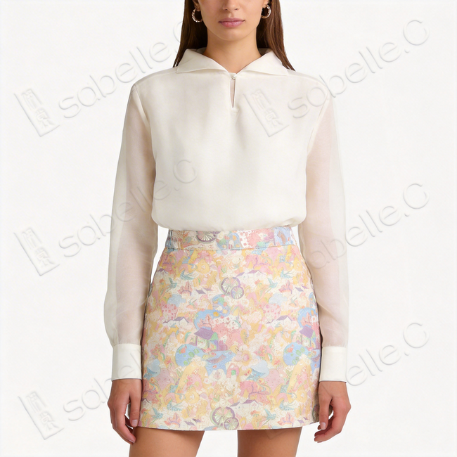 Song Brocade High-Waist Mini Skirt (Elastic Waist)