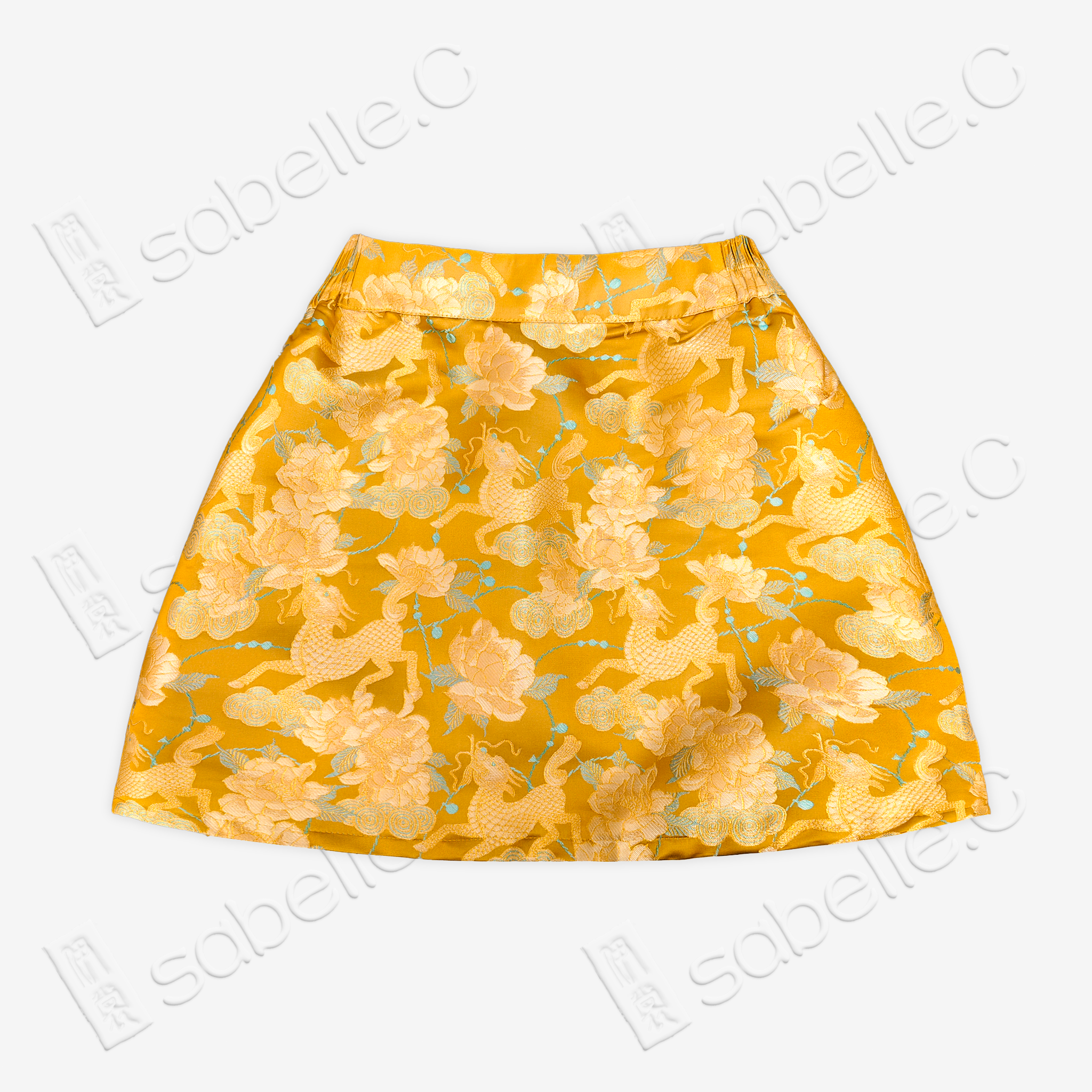 Song Brocade High-Waist Mini Skirt (Elastic Waist)