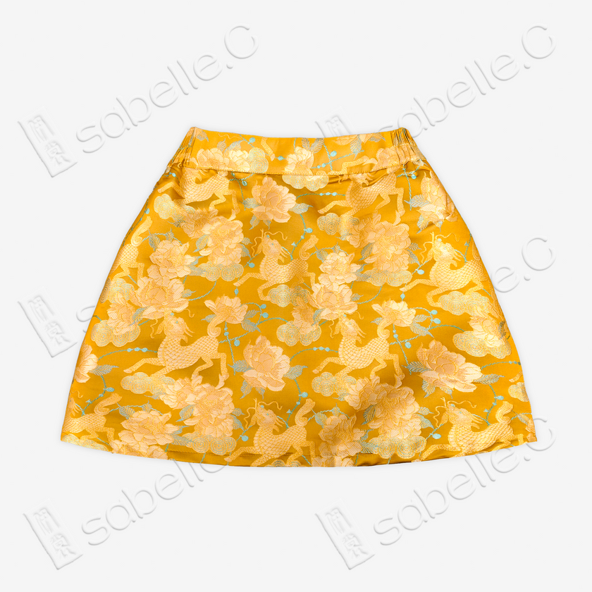 Song Brocade High-Waist Mini Skirt (Elastic Waist)