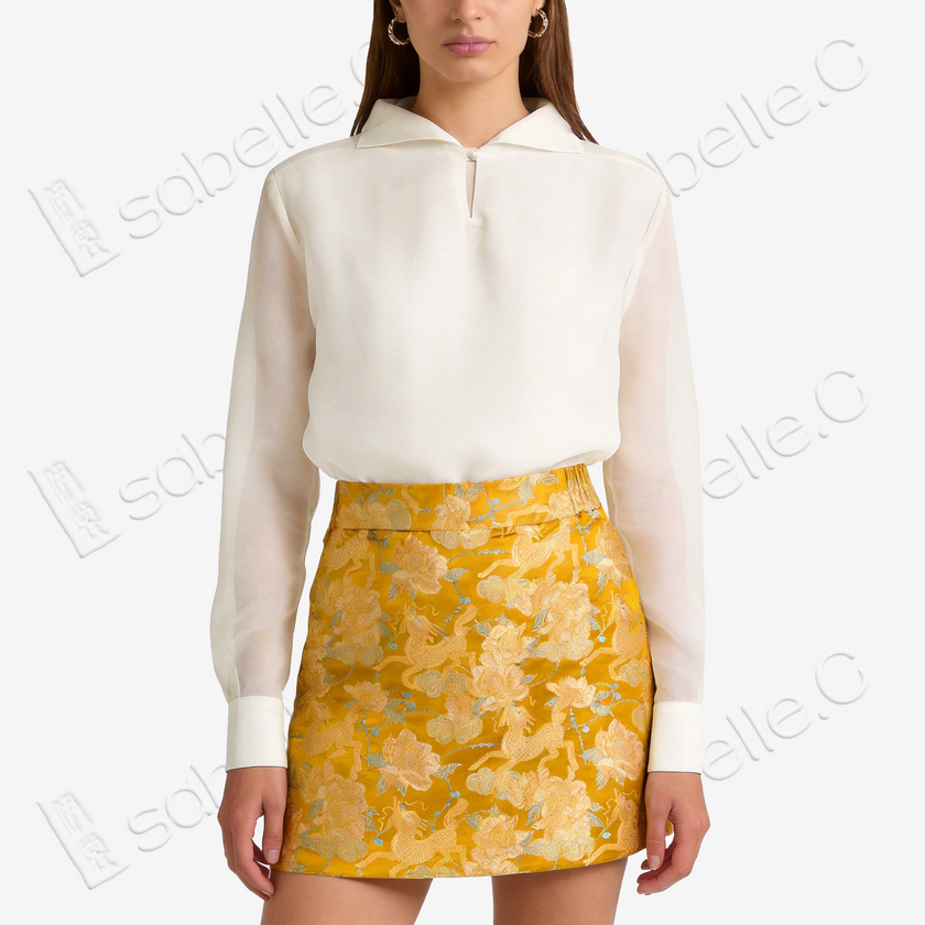 Song Brocade High-Waist Mini Skirt (Elastic Waist)
