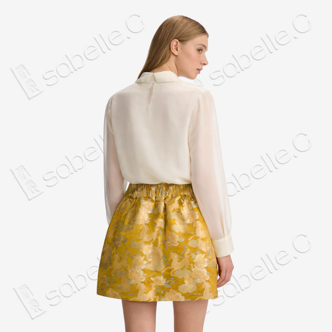 Song Brocade High-Waist Mini Skirt (Elastic Waist)