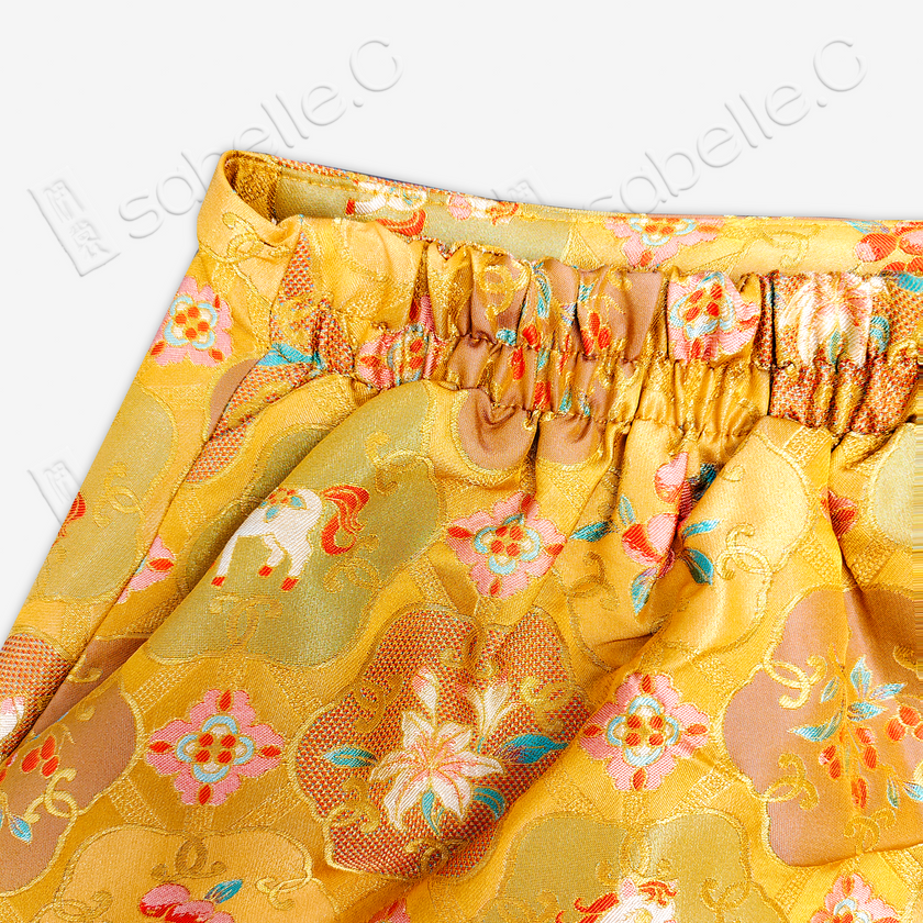 Song Brocade High-Waist Mini Skirt (Elastic Waist)
