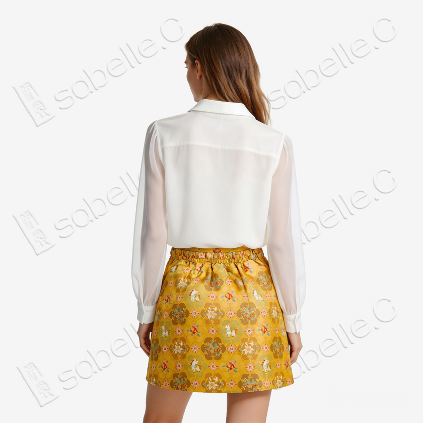 Song Brocade High-Waist Mini Skirt (Elastic Waist)