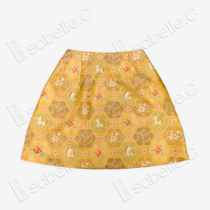 Song Brocade High-Waist Mini Skirt (Elastic Waist)